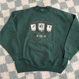 COPPER MOUNTAIN vintage camp david dark green mock neck thick sweatshirt skiing